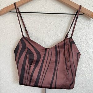 New House of Harlow Cropped Camisole Tank Top Size Small Brown Black